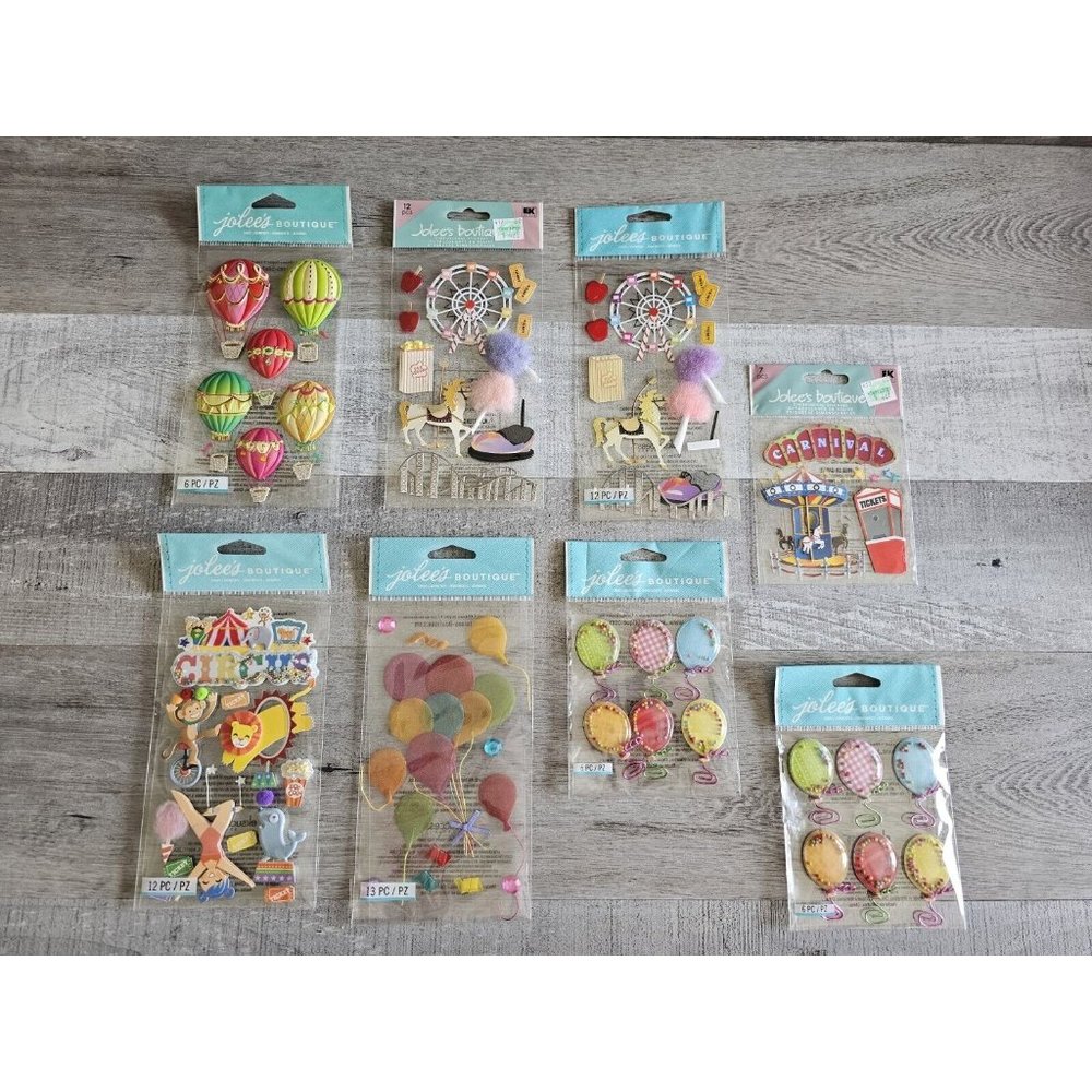 Sticker Lot Circus Carnival Balloons Scrapbooking 3D Stickers RARE Jolee's #34